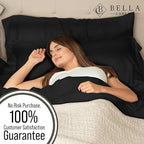 Bella Coterie | Luxury Bamboo Standard Size Pillowcase Set | 100% Organically Grown Bamboo Viscose | Ultra Soft | Cooling | 2 Pcs [Black]
