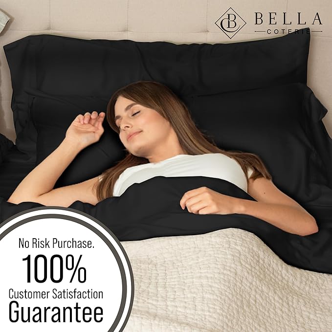 Bella Coterie | Luxury Bamboo Viscose King Size Pillowcase Set | 100% Organically Grown | Ultra Soft | Cooling | 2 Pcs [Black]