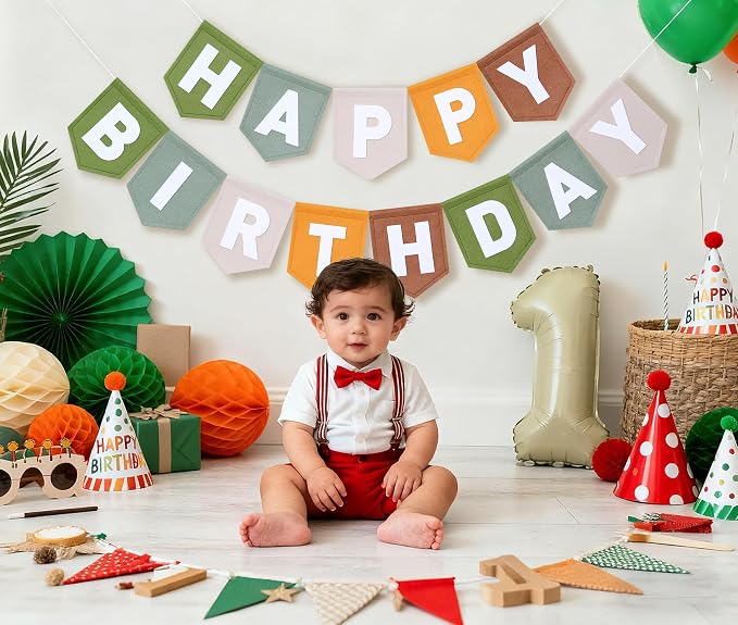 Felt Green Happy Birthday Banner Birthday Decorations - Image 4