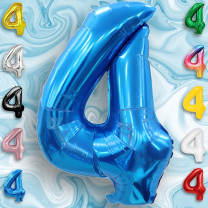 Blue Number Balloon 4 Mylar Foil Balloons 16 inch - Image 6
