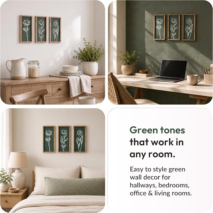 Tide and Tales 3d Green Wall Art, Wooden Botanical Wall Decor, Lightweight - Image 6
