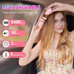 LCD Screen Cordless Hair Straightener Curler 2 in 1, Portable Mini Hair Straightening Brush for Travel Negative Ionic Fast Heating Hot Comb for Women, Folding Brush with Mirror, Pink
