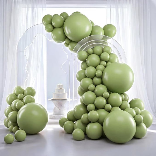 RUBFAC Sage Green Balloons 129pcs Different Sizes 18 12 10 5 Inch, Olive Green by RUBFAC