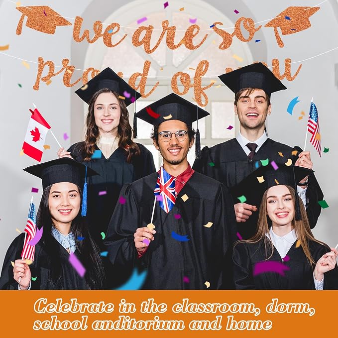 2026 Graduation Decorations Pre-Strung Blingbling We Are So Proud of You Banner - Image 5