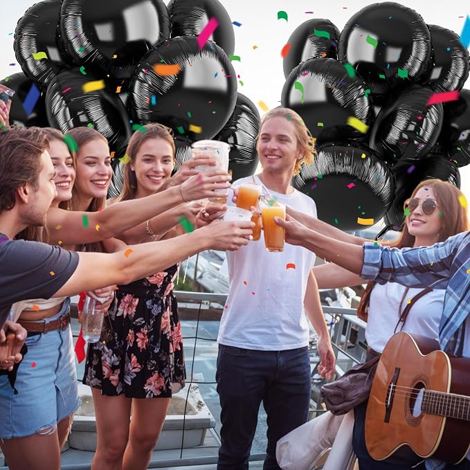 20PCS Black Round Shaped Balloons, 18 Inch Round Foil Balloon, Giant Round - Image 5
