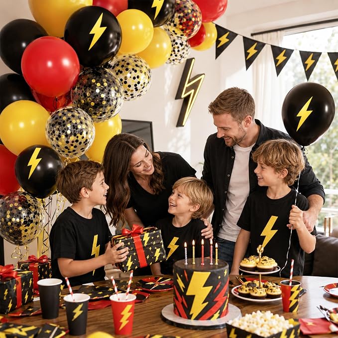 Paready Red Yellow Black Balloons, 12Inch Yellow Printed Latex Balloon Red - Image 4