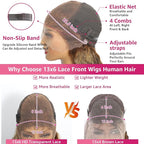 Honey Blonde Deep Wave Lace Front Wigs Human Hair 200 Density 13x6 HD Lace Front Wigs Ombre Human Hair Wig Glueless P4/27 Highlight Wig for Women Pre Plucked with Natural Hairline (32 Inch)