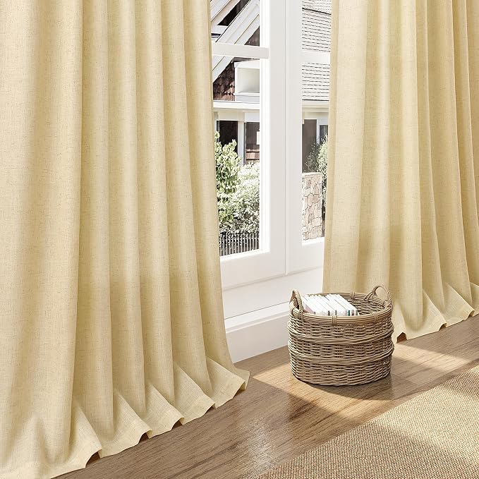 Cream Yellow Linen Curtains 90 Inches Long - Image 5