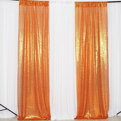 Poise3EHome Orange Sequin Backdrop Curtains, 4 Panels 2FTx8FT Glitter Background - Image 8