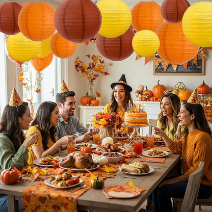 BEISHIDA Orange Paper Lanterns 12Pcs 6/8/10/12 Inch Round Chinese Lamp | Paper - Image 5