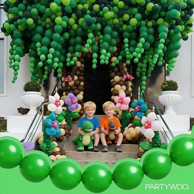 PartyWoo Green Linking Balloons 100pcs 6 Inch Green Link Balloons | - Image 3