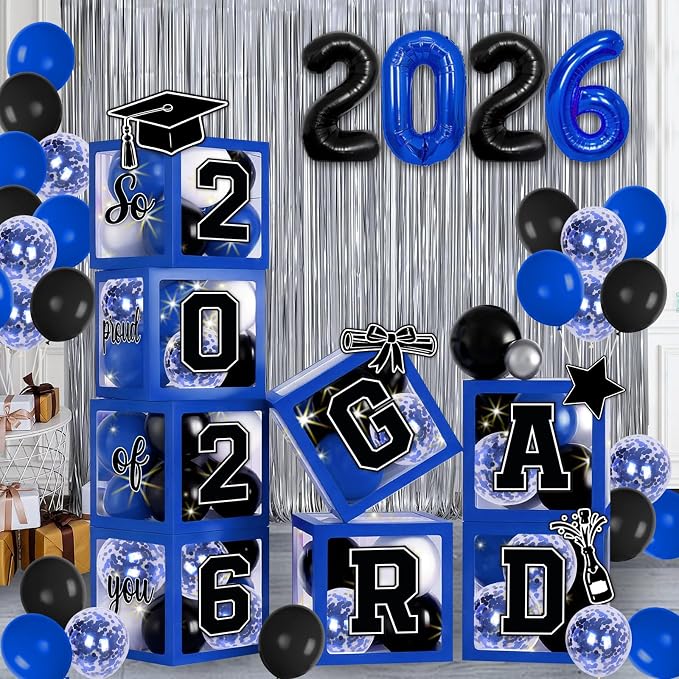 2026 Graduation Balloon Boxes Decorations – Clear Balloon Box Stack - Image 3