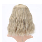 FAELBATY Blond Wig Short Bob Wigs With Air Bangs Shoulder Length Women's Wig Curly Wavy Synthetic Cosplay Wig for Girl Costume Wigs Mix Khaki Blonde Gold Color