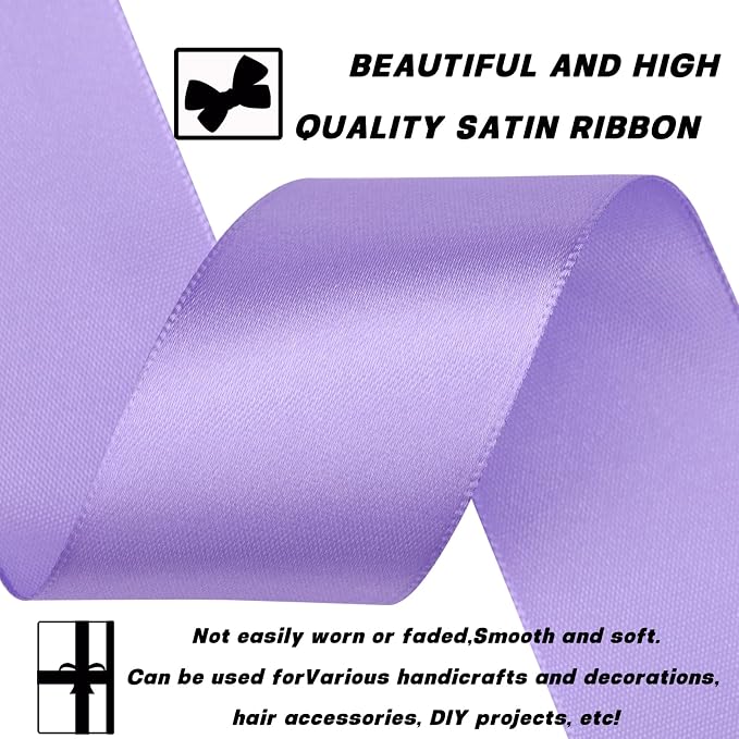 1-1/2 Inch 60 Yards Light Purple Solid Satin Ribbon - Image 3
