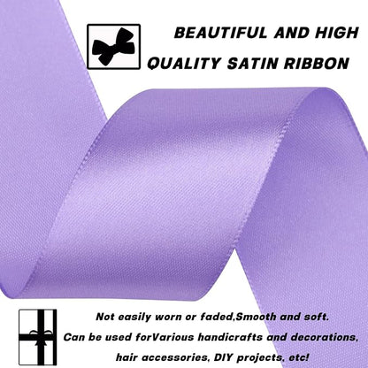 1-1/2 Inch 60 Yards Light Purple Solid Satin Ribbon - Image 3