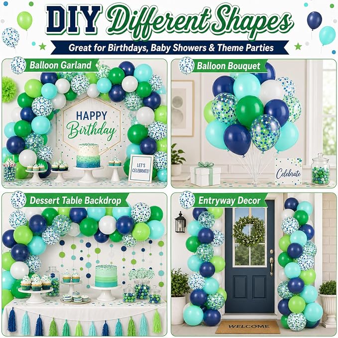 Blue Green Balloons, Fruit Green, Kids Boys Dino Jungle Safari Prehistoric - Image 6