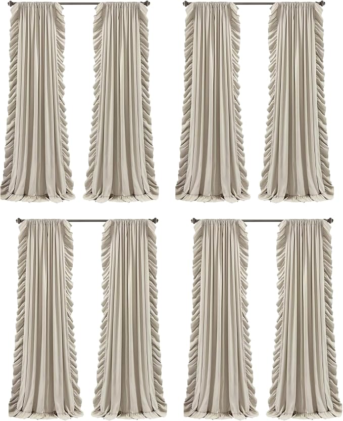 Lush Decor Reyna Ruffle Window Curtain Panel Set, Wheat by LushDecor