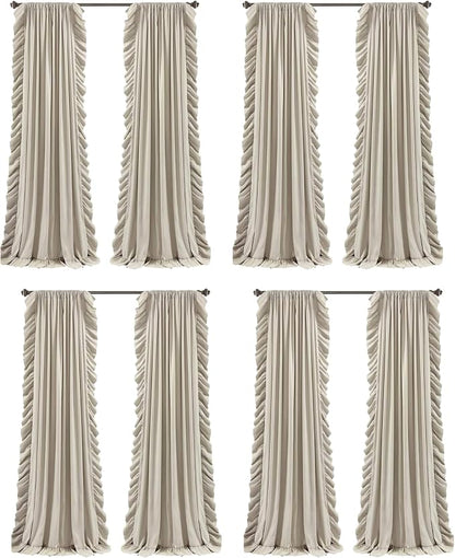 Lush Decor Reyna Ruffle Window Curtain Panel Set, Wheat by LushDecor