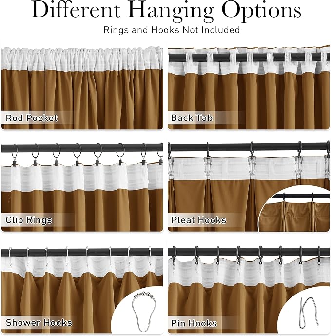 Gold Brown Velvet Curtains Extra Wide Super Soft Light Blocking Window Drapes - Image 2