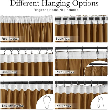 Doorway Curtain Back Tab Gold Brown Velvet Thermal Insulated Sliding Door - Image 2