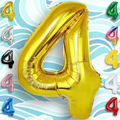 Gold Number Balloon 4 Mylar Foil Balloons 16 inch - Image 3