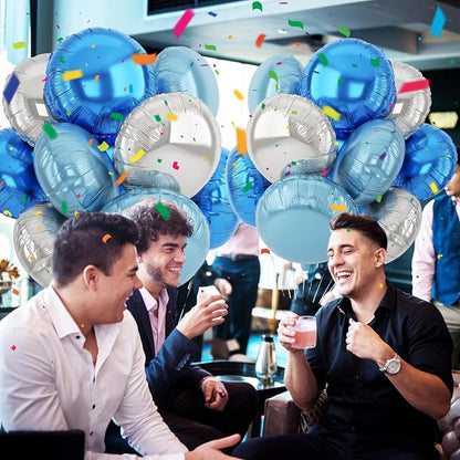 20PCS 18 Inch Round Foil Balloon, Light Royal Blue Silver Round Shaped Balloons - Image 6