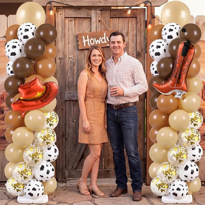 Skylety 2 Sets Western Balloon Column Stand Kit Cowboy Brown Cow Print Balloon - Image 6