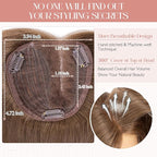 Hairro 100% Human Hair Topper No Bangs, Real Clip in Hair Hairpieces for Women, 3.94x4.72" Silk Base for Thinning Receding High Hairline, 10 Inch Mocha Brown Side Part