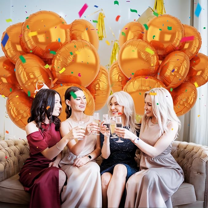 20PCS Orange Round Shaped Foil Balloons, 18 Inch Round Foil Balloon, Round - Image 6