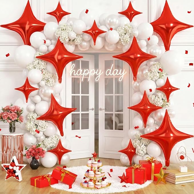 Red Star Balloons, 26 Inch and 10 Inch Red Stars Shaped Balloon - Image 4