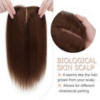 Hair Toppers for Women Real Human Hair No Bangs, 13 * 15 cm Larger Silk Base 150% Density Clip In Topper Hairpieces, Wiglet Top Pieces Add Volume -14 Inch 04 Medium Brown