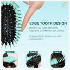 ZAINY Curl Defining Curly Hair Brush 2 PC Set, Wide Tooth Comb for Curls, Detangler Wet Hairbrush & Shower Comb for Wavy Hair Styling, Detangling Gift Sets for Women, Girls, Kids, Toddler, Men - Green