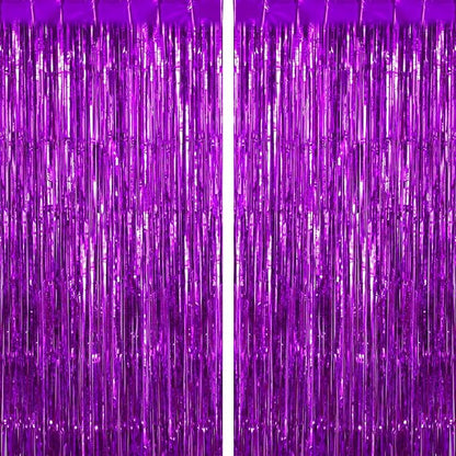 2 Pack Fringe Curtains Foil Shiny Fringe Backdrop Tinsel Door Streamers Foil by TOTAFAM