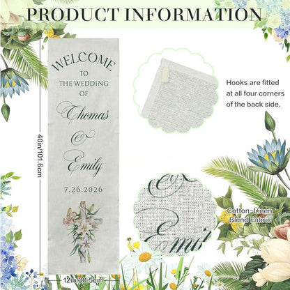 Mapileng Wedding Linen Wall Tapestry Welcome Banner, Personalized Couple Names - Image 7