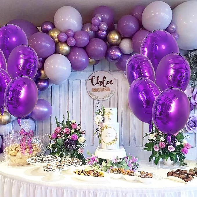 TONIFUL 30Pcs 18 Inch Large Purple Round Shape Foil Balloons Big Purple Circle - Image 3
