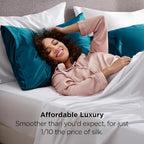 Bedsure Satin Pillowcase 2 Pack Similar to Silk Pillow Cases Standard Size, Pillow Case for Sleeping Women with Envelope Closure, Gifts for Women Men, Teal, 20x26 Inches, 2pcs