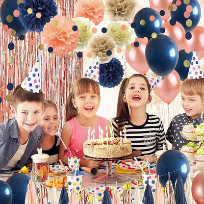 68 Pack Navy Blue Rose Gold Confetti Latex Balloons, 12 inch Birthday Balloons - Image 4