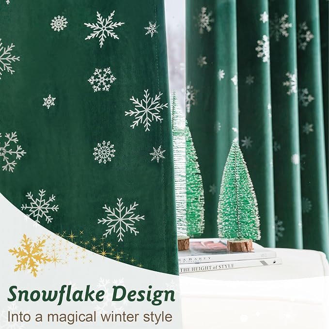 Beauoop Christmas Green Velvet Curtains - Image 8