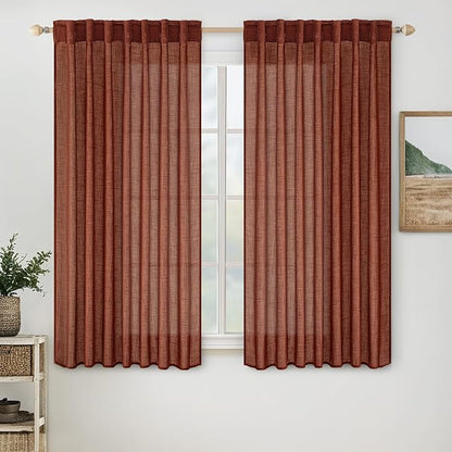 MIULEE Burnt Orange Fall Linen Curtains 52x54 Inch 2 Panels by MIULEE