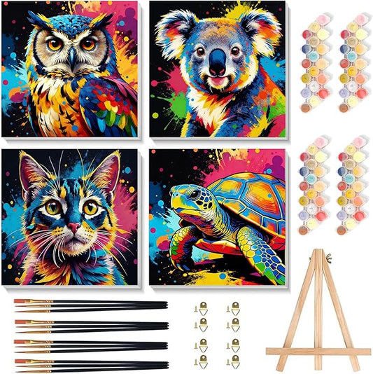 4 Pack Paint by Numbers Kit for Kids by Arttoplus