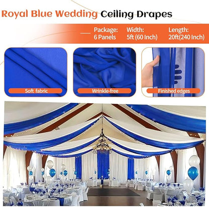 6 Panels Royal Blue Ceiling Drapes - Image 4