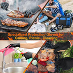 50 Disposable Black Nitrile Gloves, Heat Resistant Gloves for Cooking/BBQ/Cleaning, Powder Latex Frees Meat Food Prep Grilling Smoking Guantes - Large