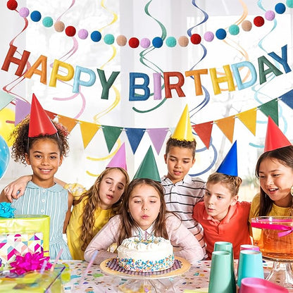 Kriyokiaa Retro Boho Rainbow Happy Birthday Banner Set - Image 2