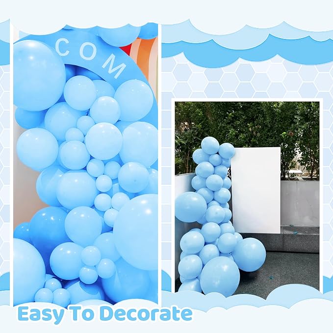 200 Pieces Light Blue Balloons Different Sizes Pastel Blue Balloons Garland - Image 3
