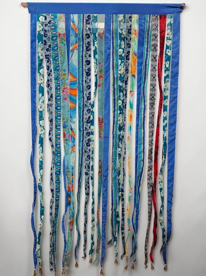 Mango Gifts Old Silk Sari Ribbon Doorway Curtain Hippie Bohemian Room Divider - Image 2