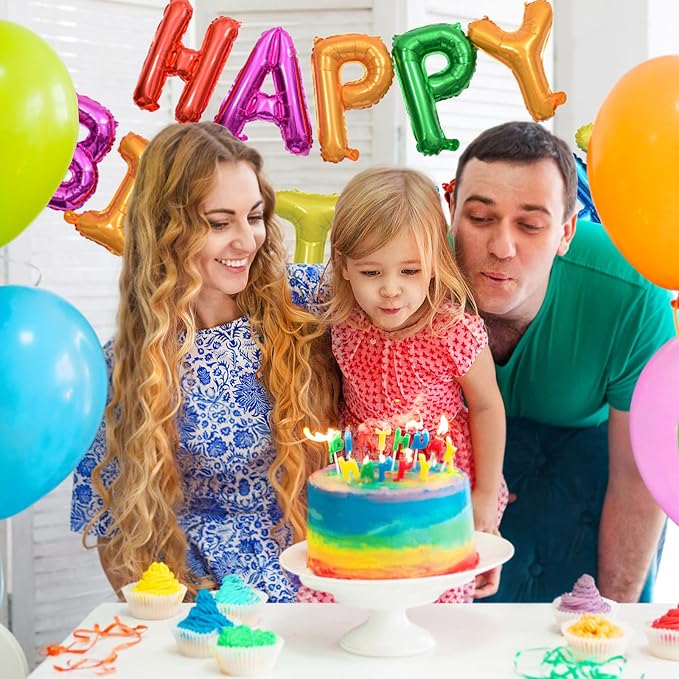 16" Rainbow Happy Birthday Balloon Banner, Colorful | happy birthday letter - Image 4