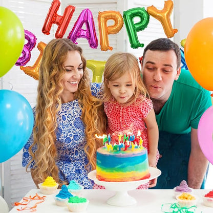 16" Rainbow Happy Birthday Balloon Banner, Colorful | happy birthday letter - Image 4