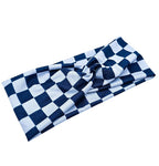 Soft Stretchy Headband, 3-in-1 Versatile Twist Style, One-Piece (Navy/Cream Checkered, Adult)