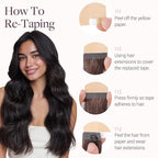 GOO GOO Tape in Hair Extensions Human Hair, 2 Dark Brown, 28inch 60g 20pcs, Skin Weft Seamless Invisible, Silky Straight with Thick Ends, Remy Human Hair