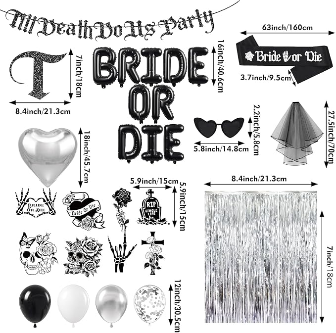 Bride or Die Bachelorette Party Decorations 100pcs - Image 3